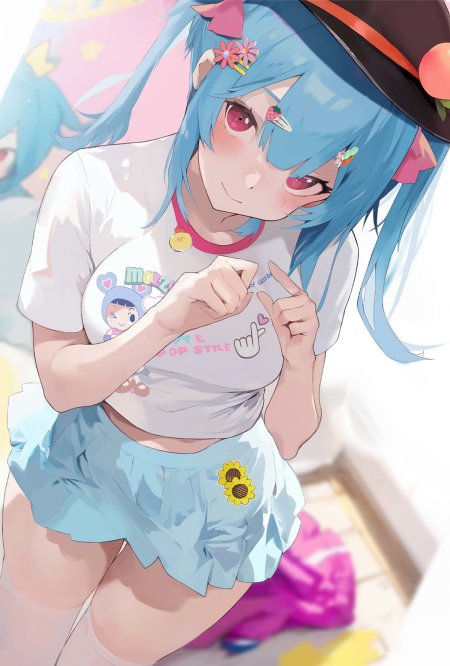 初音未来蓝发少女粉紫动漫手机壁纸