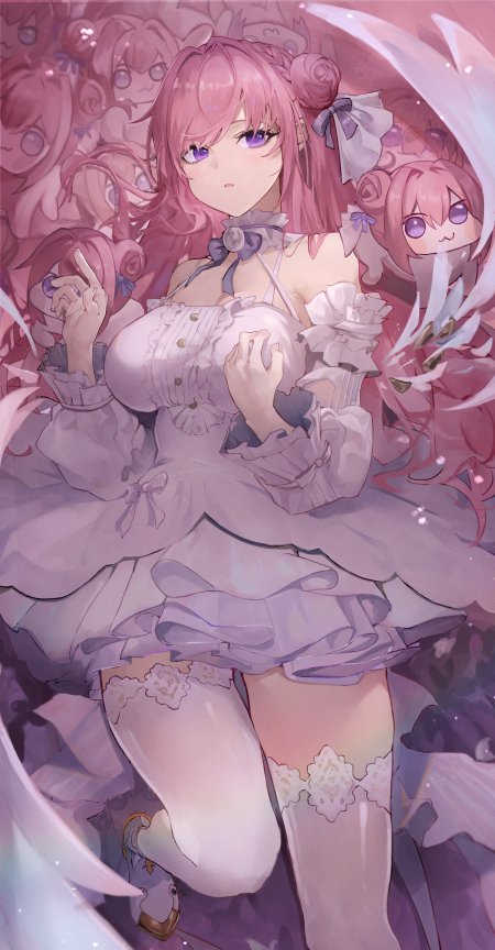 粉色长发紫瞳少女洛丽塔风粉紫动漫手机壁纸