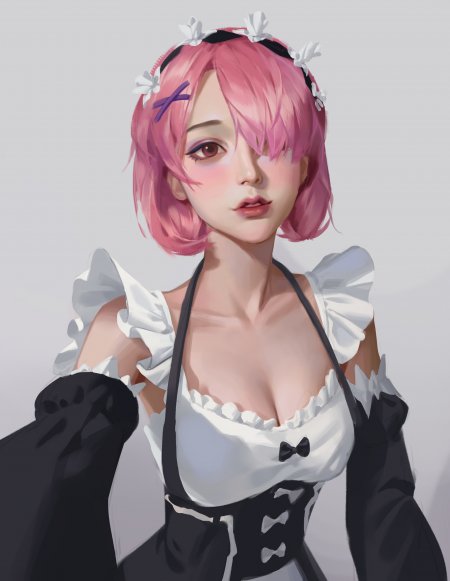 拉姆粉色短发女仆装动漫手机壁纸