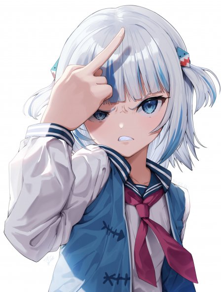 银发蓝眼少女水手服比枪动漫手机壁纸
