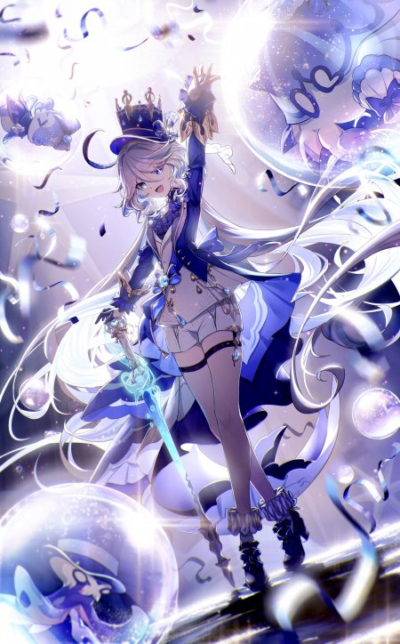 原神芙宁娜蓝白礼服皇冠少女动漫手机壁纸