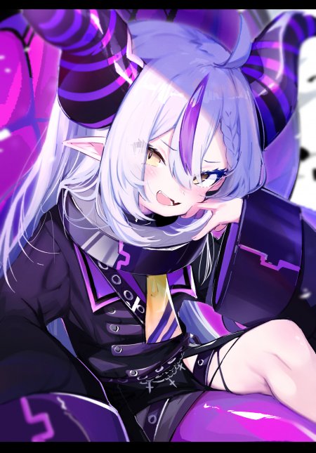 紫发恶魔少女异色瞳紫黑动漫手机壁纸