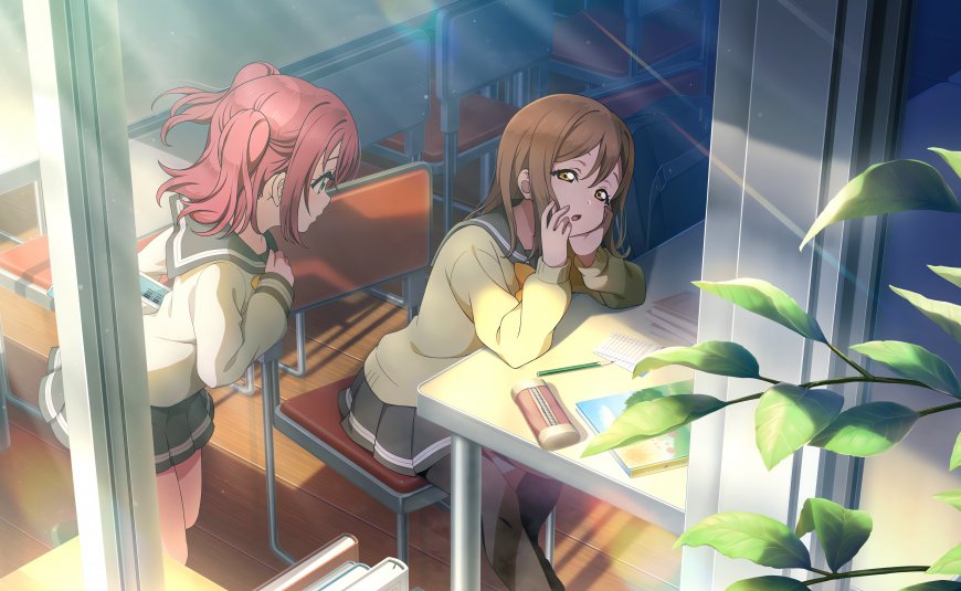 LoveLive虹咲学园粉发少女窗边午后动漫电脑壁纸