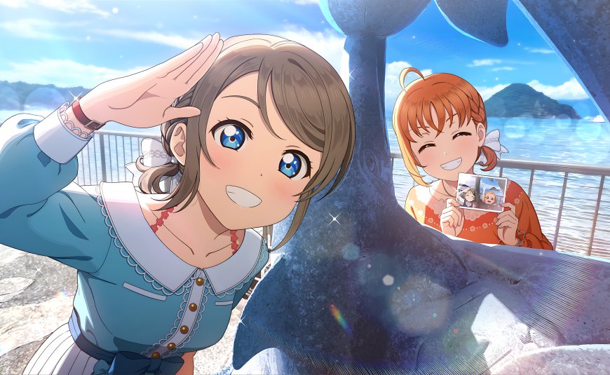 LoveLive虹咲学园少女海边合影蓝白