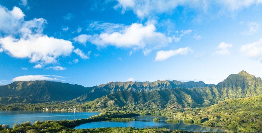 青山碧湖白云蓝天风景电脑壁纸精选