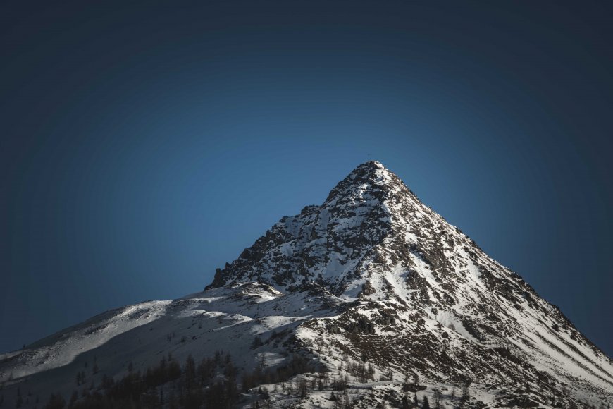 雪山尖峰积雪嶙峋深蓝风景电脑壁纸