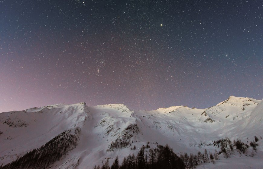 雪山星夜璀璨紫蓝风景电脑壁纸精选