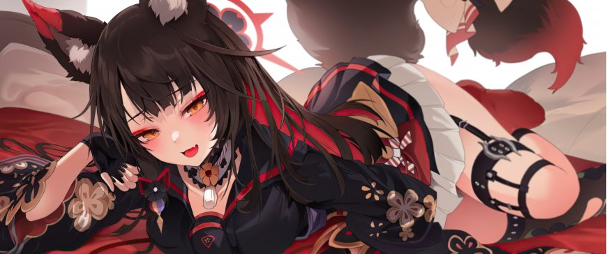 原神胡桃黑红和风少女动漫电脑壁纸
