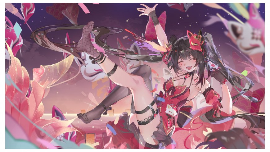 崩坏星穹铁道希儿狐面红装粉紫动漫电脑壁纸