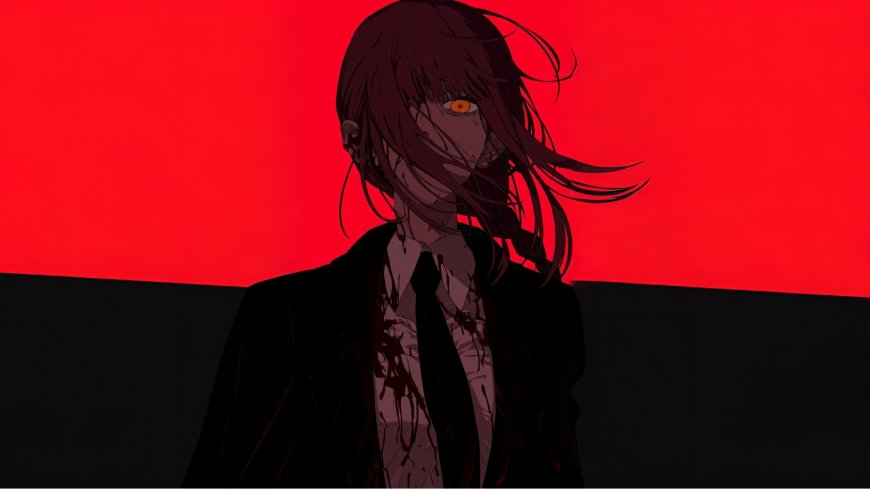 链锯人玛奇玛血迹西装暗红动漫电脑壁纸