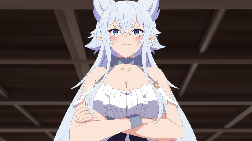 银发猫耳少女叉腰傲娇蓝紫动漫电脑壁纸