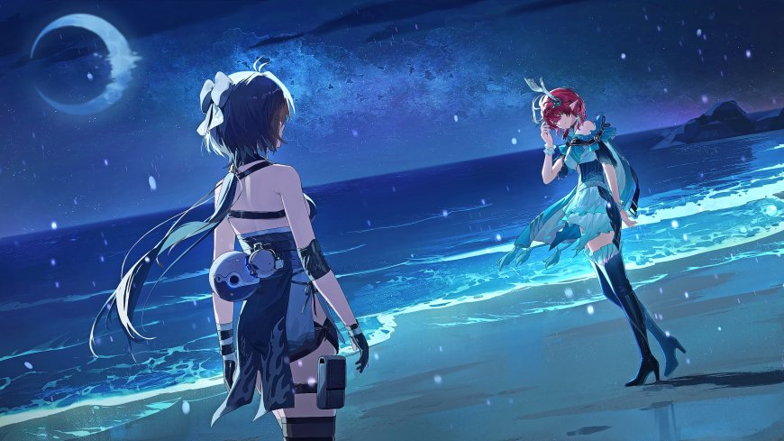 崩坏星穹铁道双女角色海边夜景动漫电脑壁纸