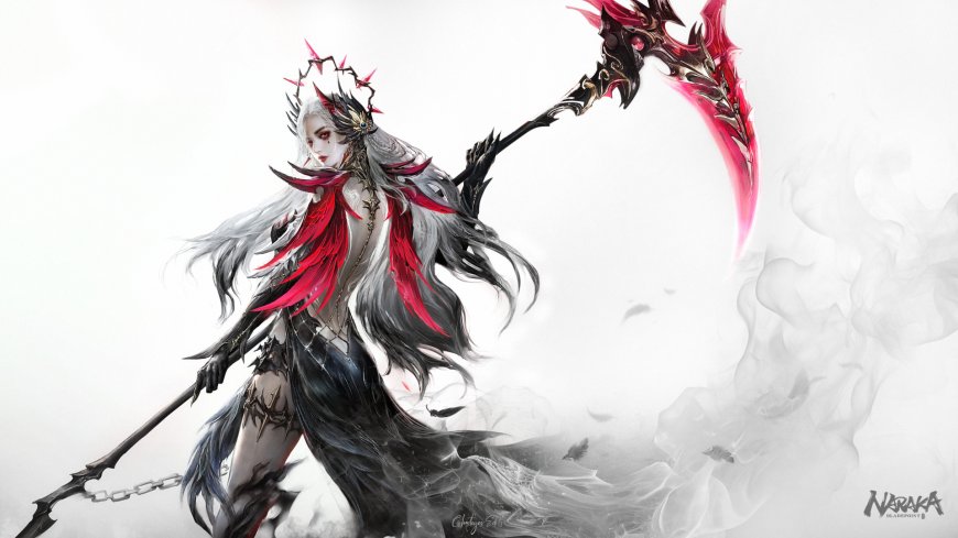 暗黑红翼死神少女冷艳奇幻电脑壁纸