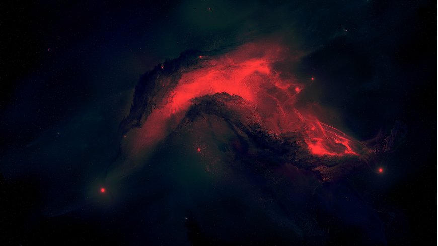 星云旋涡赤红暗蓝太空科幻电脑壁纸
