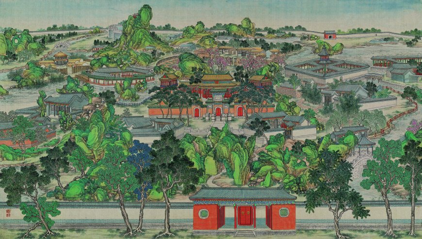 圆明园全景山水楼阁青绿古风人文风电脑壁纸