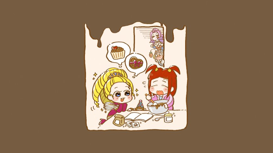 少女烘焙甜点粉紫高清动漫电脑壁纸