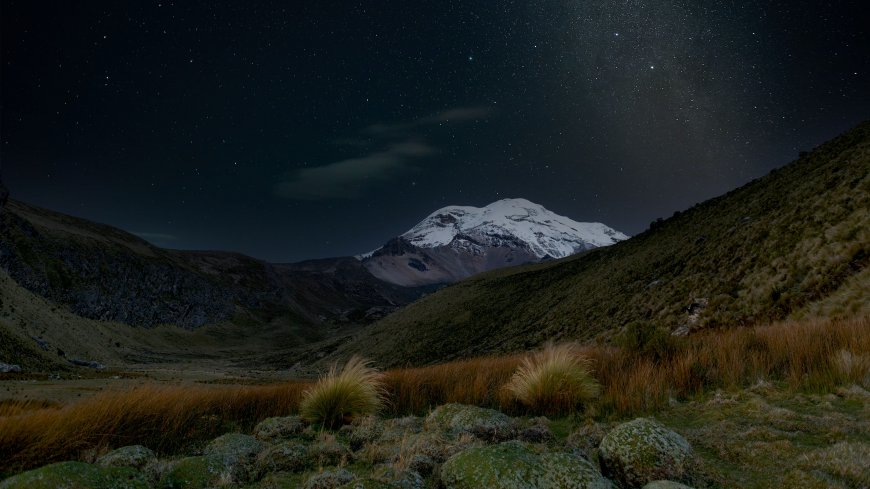 雪山星空夜景深蓝高清风景电脑壁纸
