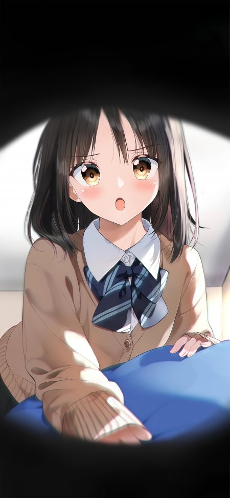 动漫少女校服惊讶表情暖棕唯美动漫手机壁纸