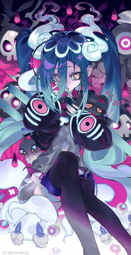 初音未来暗黑系紫蓝动漫手机壁纸