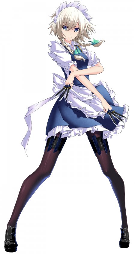 东方Project十六夜咲夜蓝白女仆装动漫手机壁纸