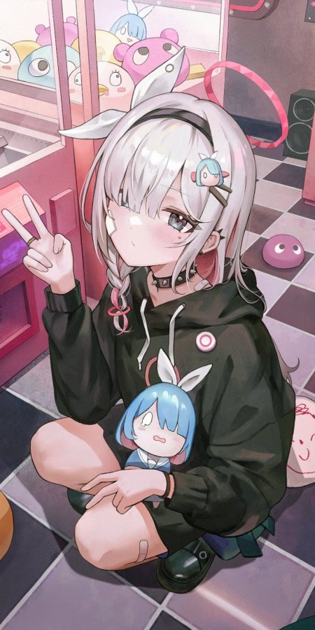 蔚蓝档案阿洛娜银发兔耳少女粉紫动漫手机壁纸