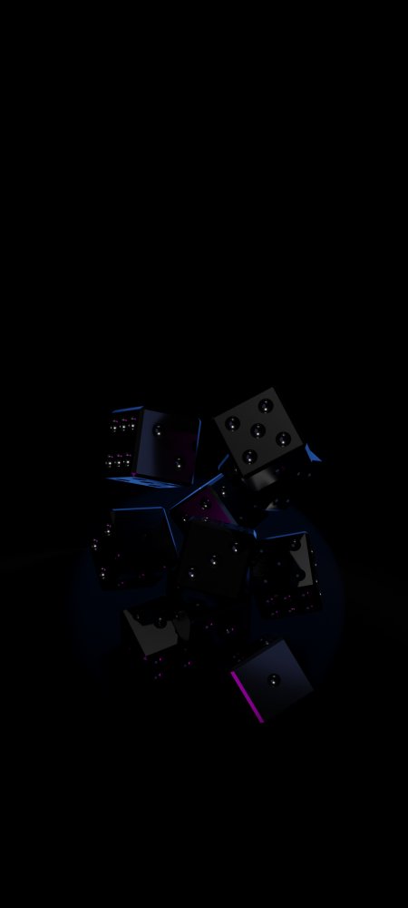 黑色骰子堆叠蓝紫光效暗黑创意手机壁纸