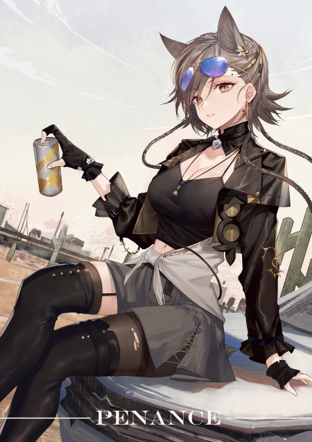 明日方舟佩恩斯猫耳少女黑金朋克动漫手机壁