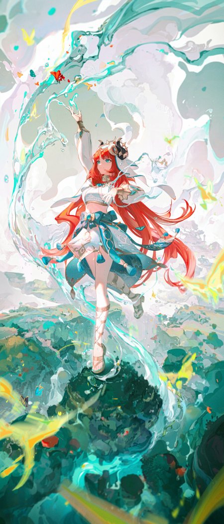 原神妮露水舞蝶影青绿奇幻动漫手机壁纸