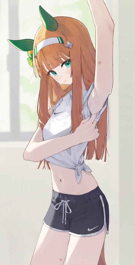 赛马娘无声铃鹿橙发绿角少女动漫手机壁纸