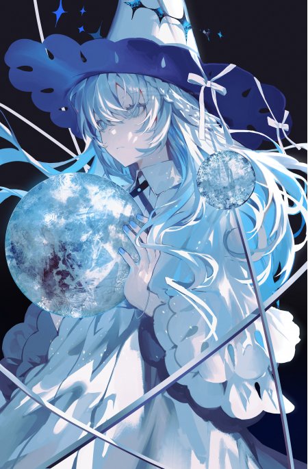 魔法少女持冰晶球蓝白梦幻动漫手机壁纸