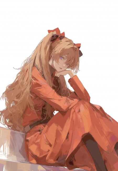 新世纪福音战士明日香橙衣双马尾少女动漫手机壁纸