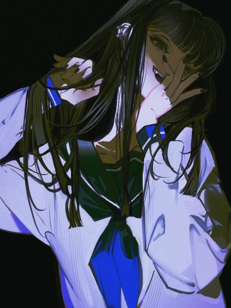 动漫少女长发校服紫蓝调动漫手机壁纸