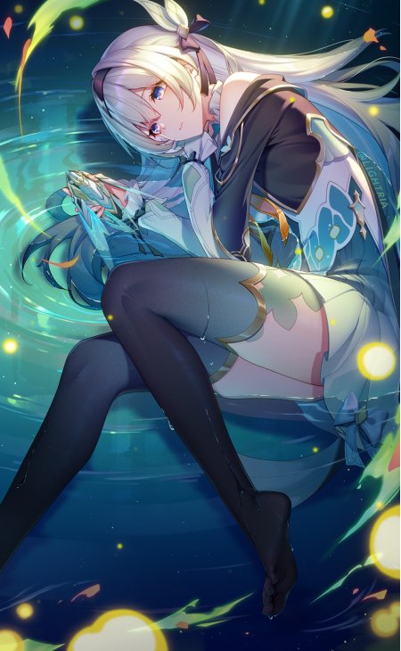 原神申鹤冰元素少女蓝绿光效动漫手机壁纸