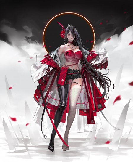 黑发红衣少女持鞭暗红奇幻动漫手机壁纸
