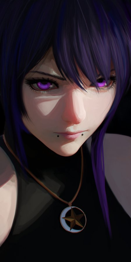 紫发紫瞳少女冷艳神秘暗紫动漫手机壁纸