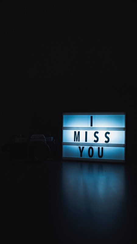 灯箱IMISSYOU蓝光情感文艺手机壁纸