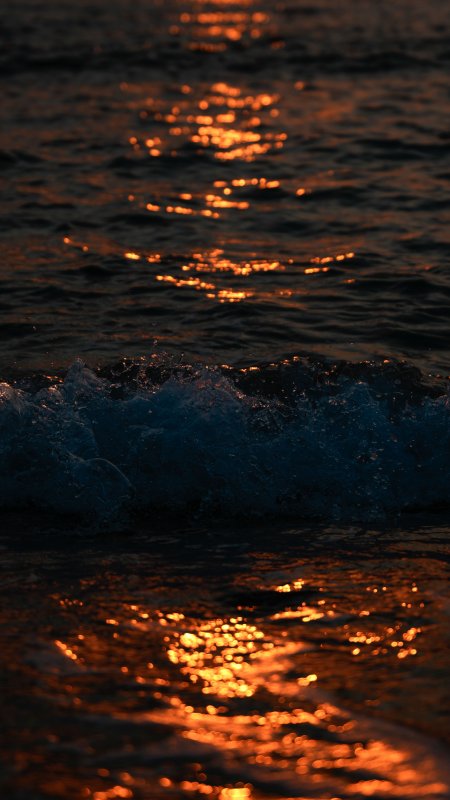 夕阳海面波光粼粼金橙风景手机壁纸