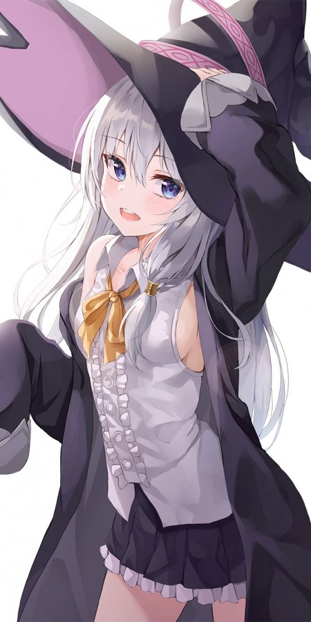魔女少女银发蓝眼紫黑服饰动漫手机壁纸