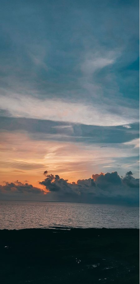 海面日落云层橙蓝渐变风景手机壁纸