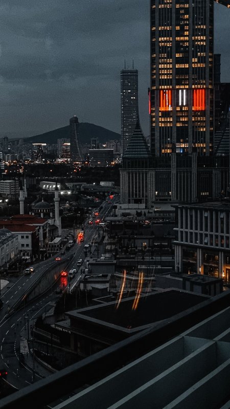 伊斯坦布尔夜景高楼车流暗蓝城市建筑手机壁纸