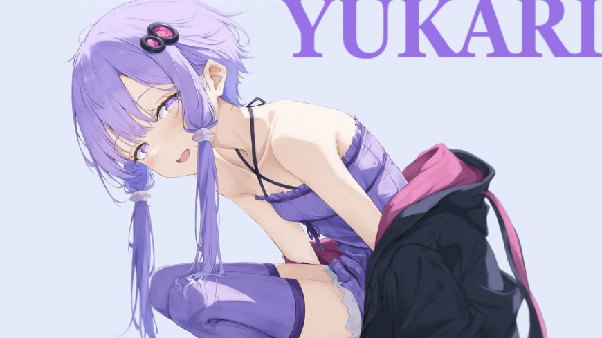 结月缘紫发双马尾侧身姿态二次元少女电脑壁纸