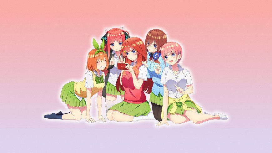 五等分的花嫁五胞胎少女粉紫动漫电脑壁纸