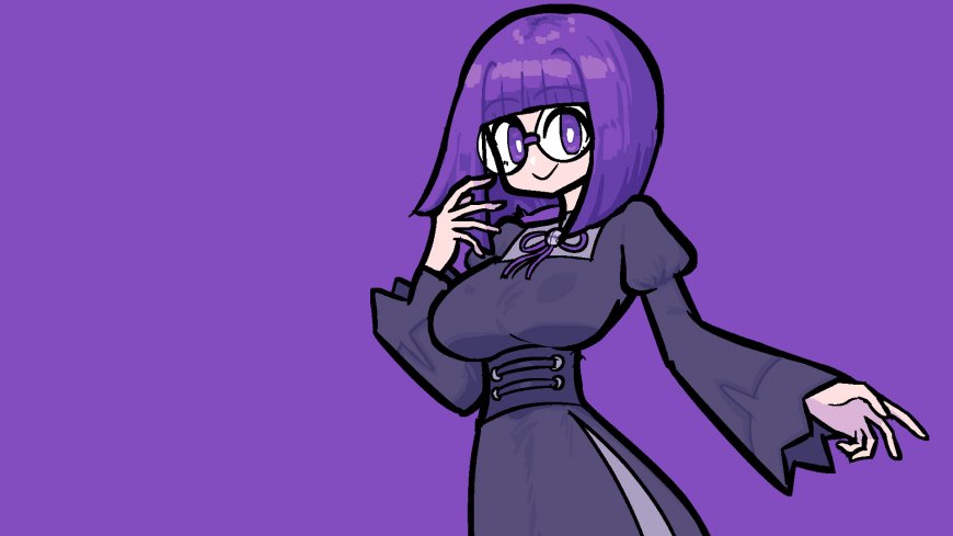 紫发眼镜少女深灰礼服紫调动漫电脑壁纸