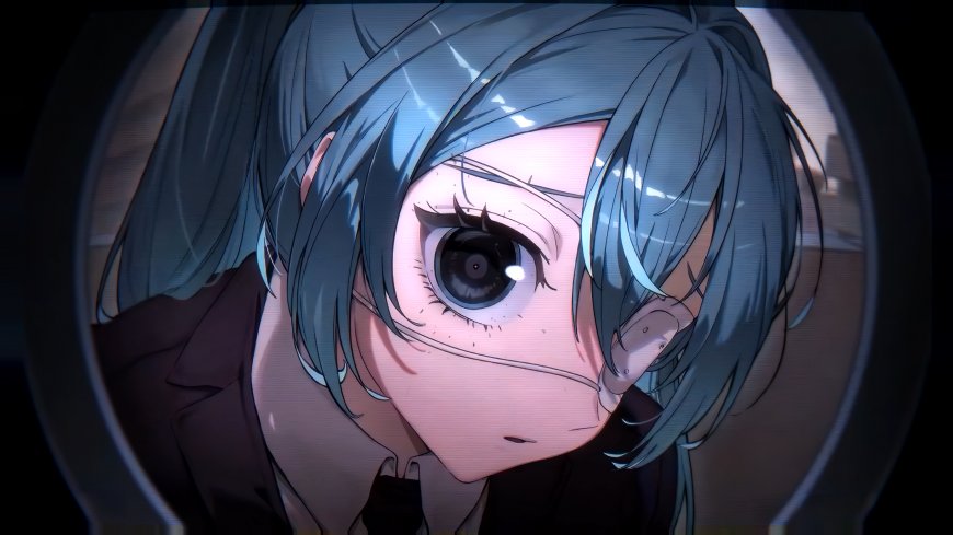 初音未来蓝发双马尾特写蓝紫动漫电脑壁纸