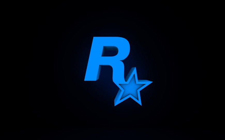 Rockstar Games蓝色R星标志极简黑底电脑壁纸