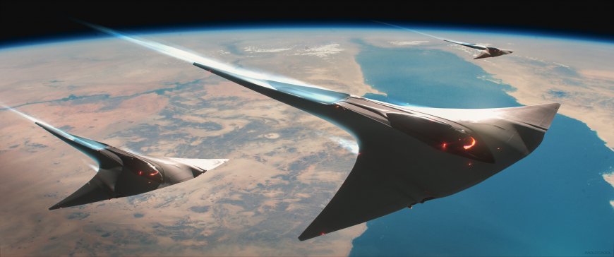 未来战机编队地球轨道暗蓝太空科幻电脑壁纸