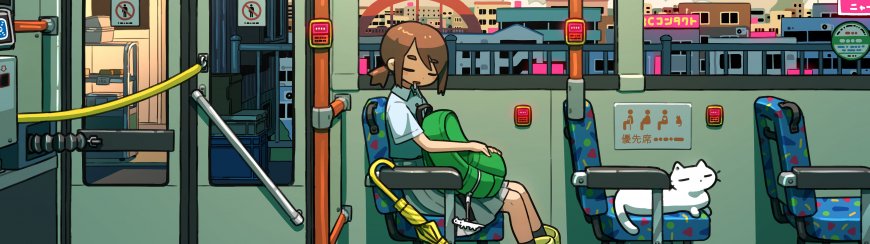 少女乘车闭眼休憩绿白动漫电脑壁纸
