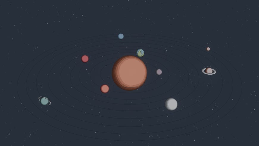 太阳系八大行星环绕深蓝太空科幻电脑壁纸