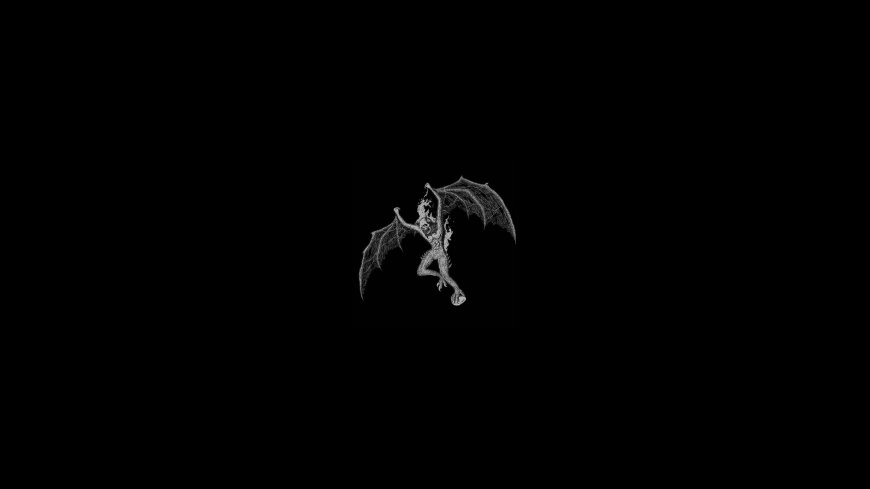 恶魔翅膀张开黑白高清奇幻电脑壁纸