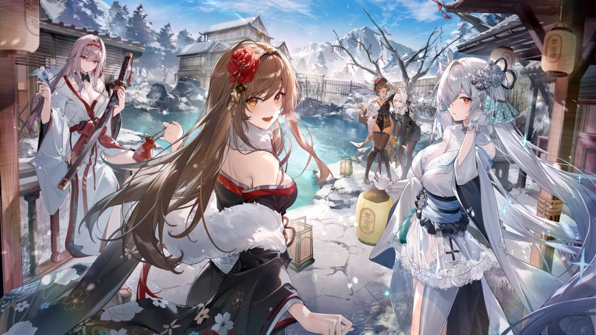 原神雪温泉少女群像蓝白古风动漫电脑壁纸